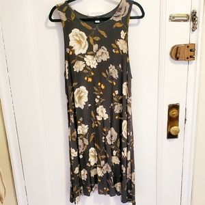 Old Navy XL Gray Floral Knit Swing Dress